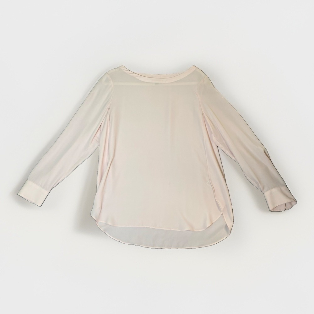 Banana Republic High Low Blouse Long Sleeve Sheer Light Pink Medium